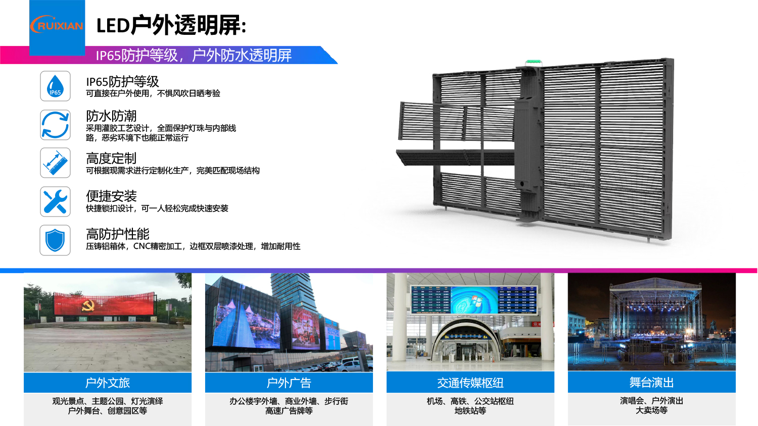 LED户外防水透明屏